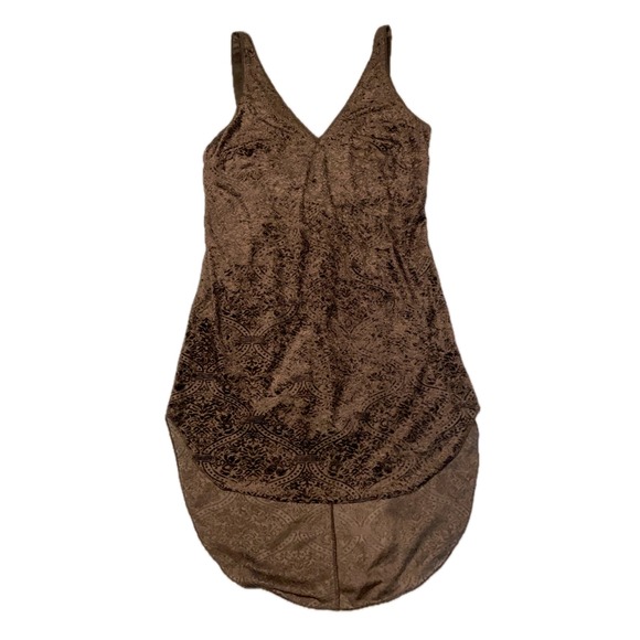 C: O P E Dresses & Skirts - C: O P E Brown Velvet Burnout Paisley Print Asymmetrical Hem Tank Dress Size S